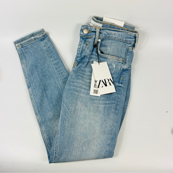 ZARA Long Denim Jeans Mid Waist 2 (34) NWT - Picture 8 of 11